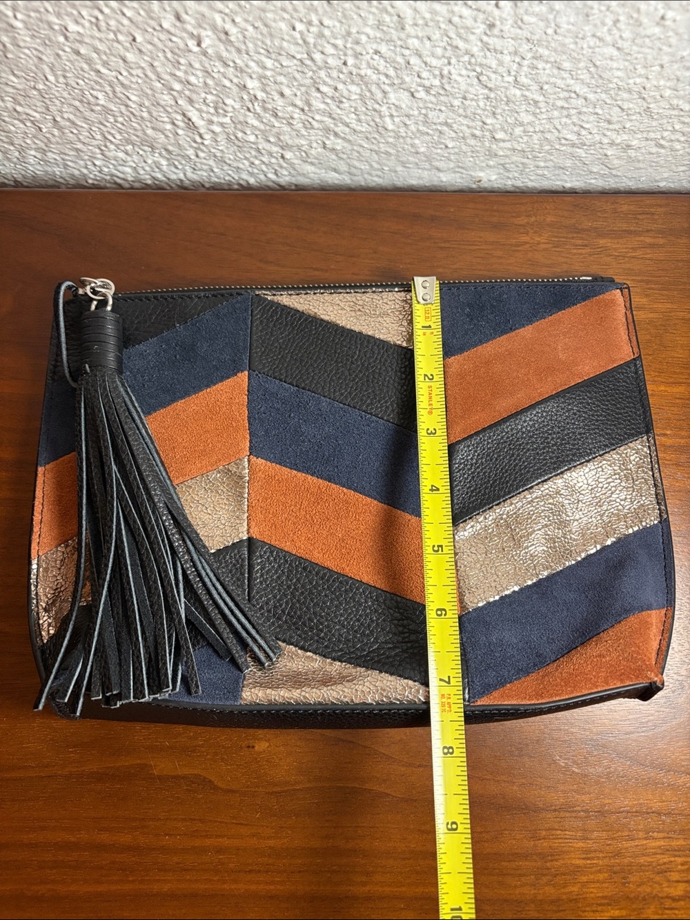 Sam Edelman Walker Suede Leather Patchwork Pouch - Picture 7 of 8